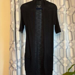 Banana Republic Black Half Sleeve Lightweight Knit Cardigan